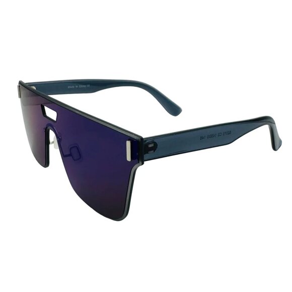7038 | Blue Mirror Shield Sunglasses - Picture 2 of 5